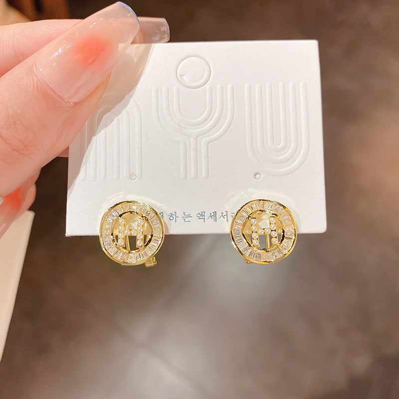 Zircon with Diamond Alphabet Letter Earrings Cn0045