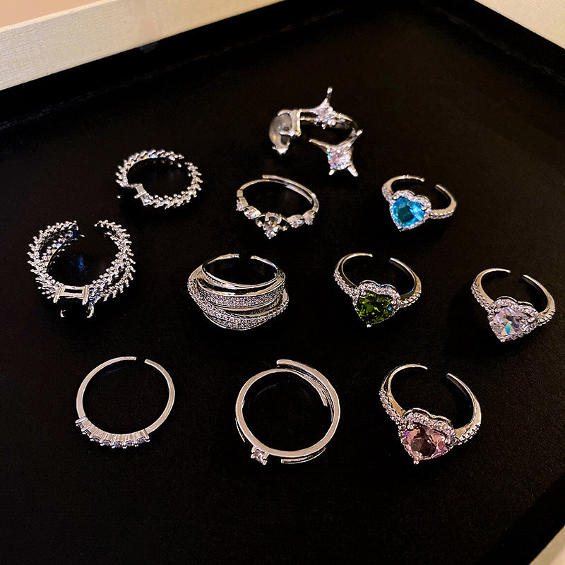 Heart-Shaped Zircon Geometric Open Ring Cn0046