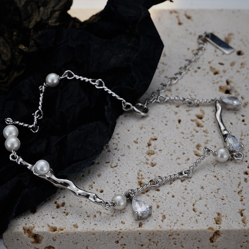 S925 Sterling Silver Shell Pearls Anklet Cn0086