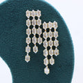 New Shiny Symmetrical Horse Eye Earrings Drooping Curtain Fringed Zircon Earrings