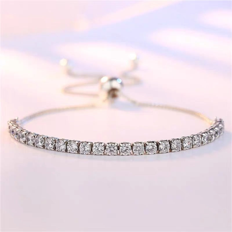 फैशन और पूरी तरह से जड़ा हुआ स्टर्लिंग सिल्वर ब्रेसलेट