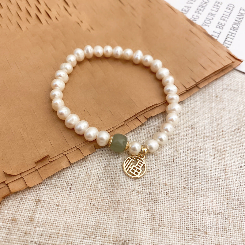 Round Beads Jade Elastic String Bracelet Cn0054