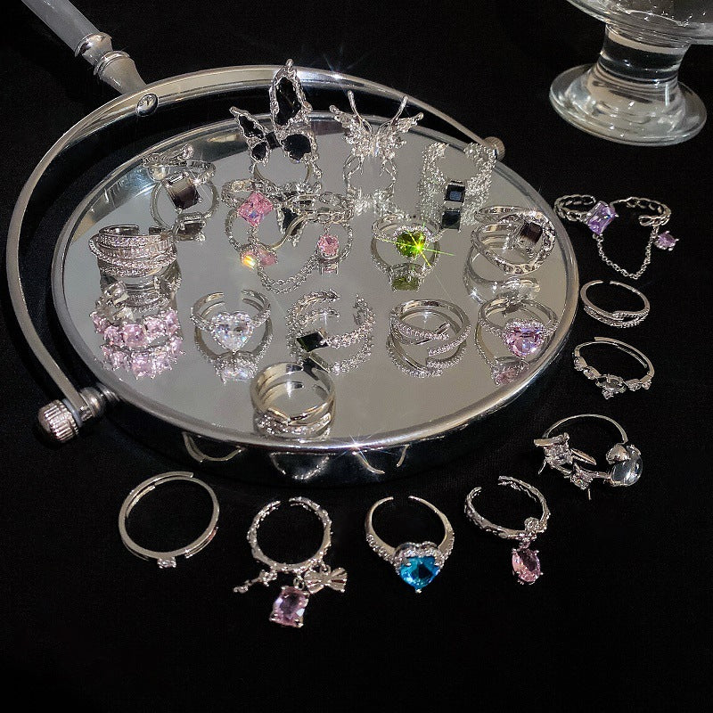 Zircon with Diamond Heart-Shaped Open Ring Cn0021