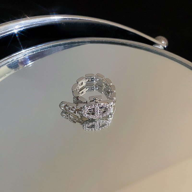 Heart-Shaped Zircon Geometric Open Ring Cn0046