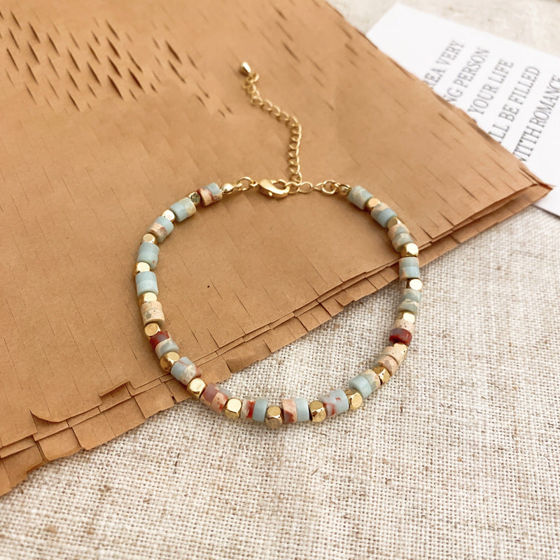 Round Beads Jade Elastic String Bracelet Cn0054