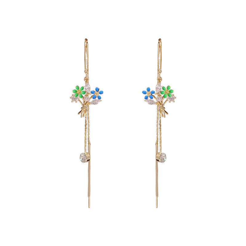 گوشواره آویز منگوله ای بلند زیرکون