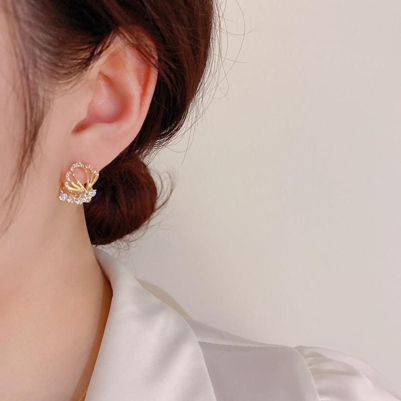 New Micro Inlaid Zircon Hollow Sea Shell Ear Clip