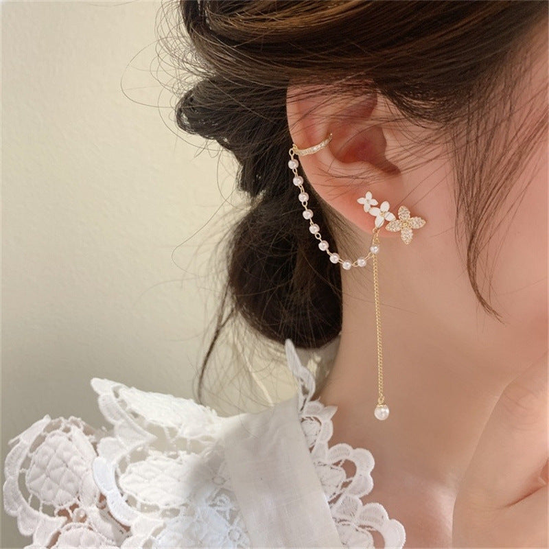 آویز گوش یکپارچه پروانه گل فرانسوی جدید