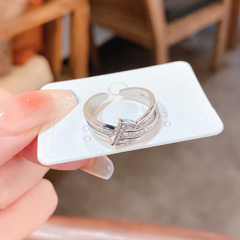 Heart-Shaped Zircon Geometric Open Ring Cn0046