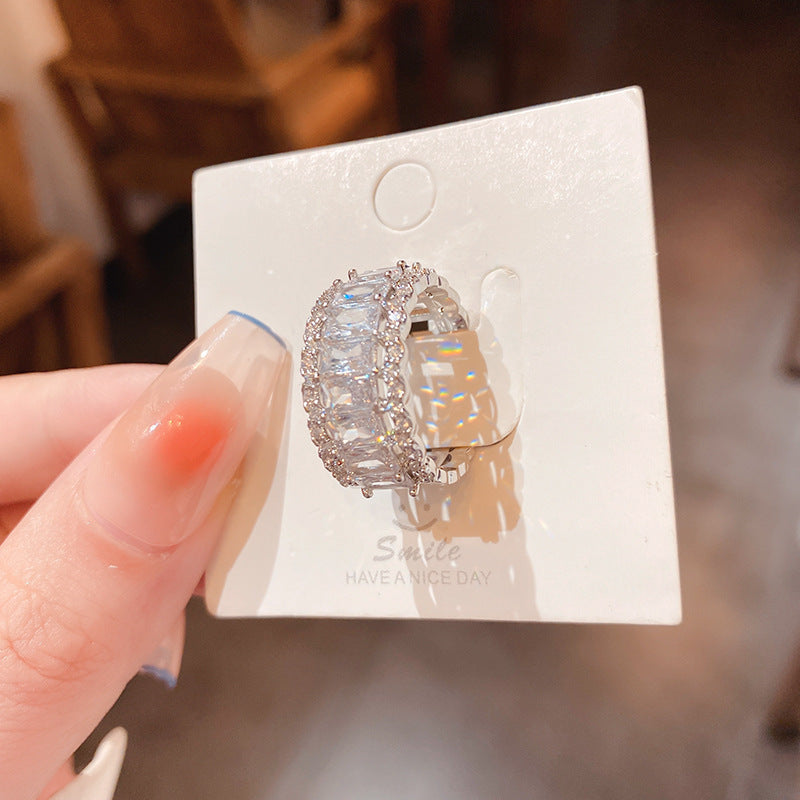 Heart-Shaped Zircon Geometric Open Ring Cn0046