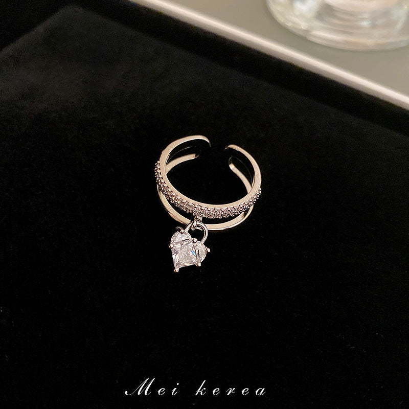 Heart-Shaped Zircon Dual Layer Open-End Ring