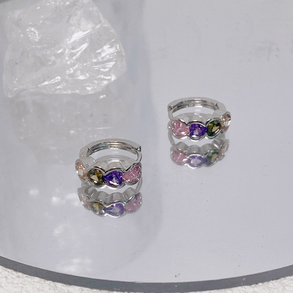Color Serial Loving Heart Zircon Ear Clip Cn0073