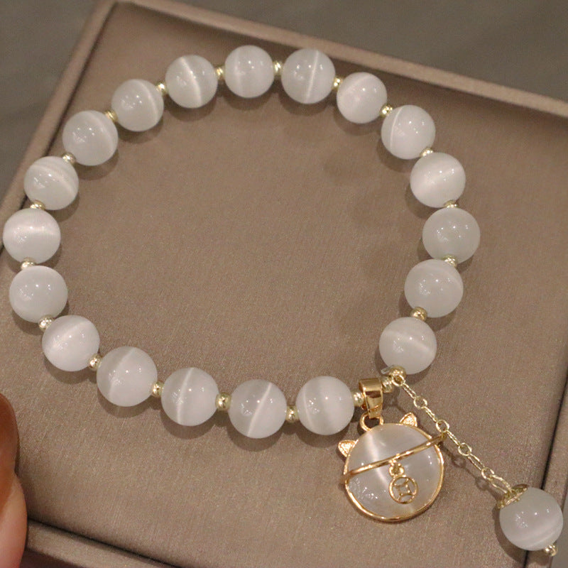 Opal Crystal lucky cat bracelet for women