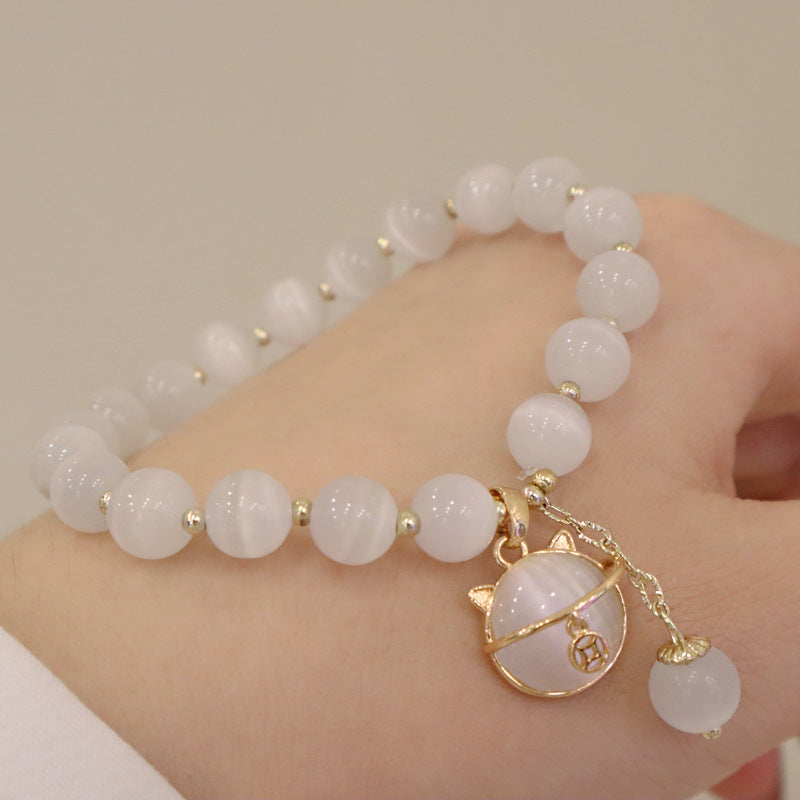 Opal Crystal lucky cat bracelet for women