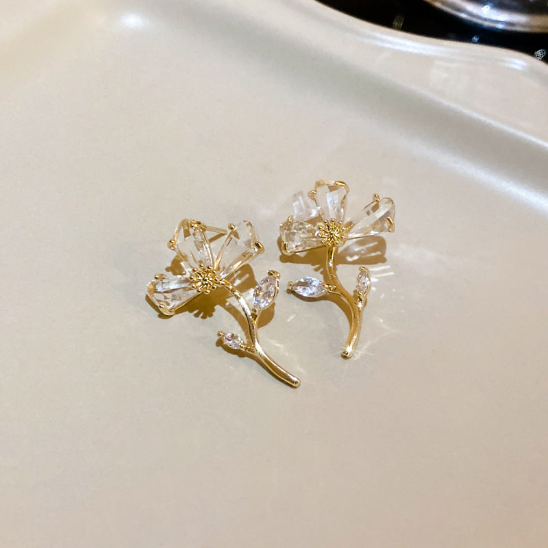 Silver Needle Flower Earrings Cn0020