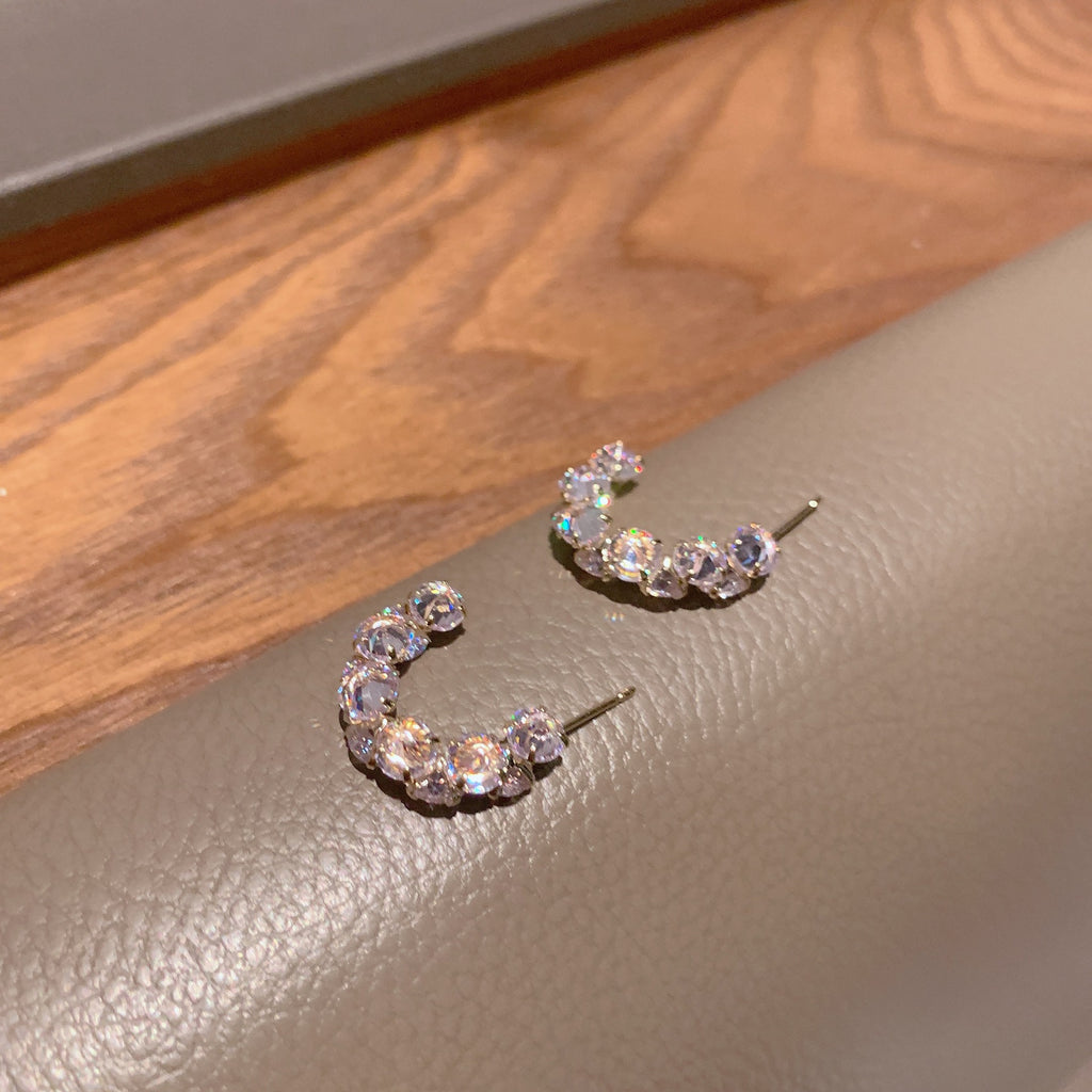 Zirkon Berbentuk C Anting Wanita Temperamen Liar Dipersonalisasi Anting