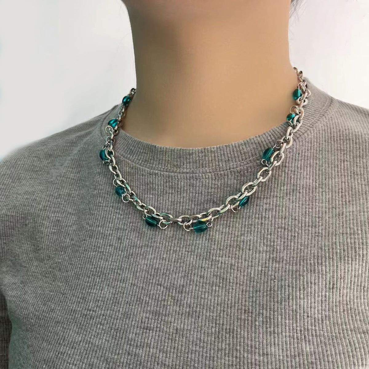 Titanium Steel Zircon Cross Necklace Cn0074