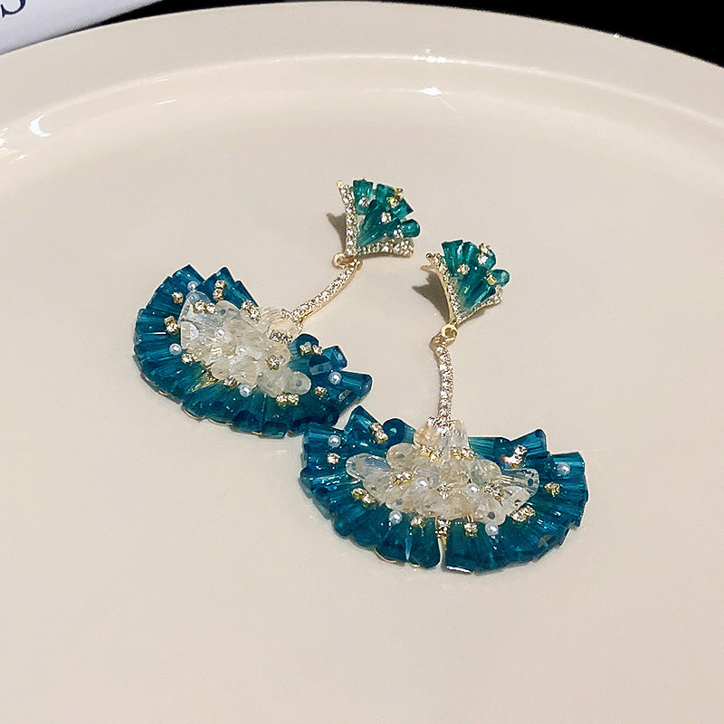 Color Bead Five-Petal Flower Eardrops Cn0055