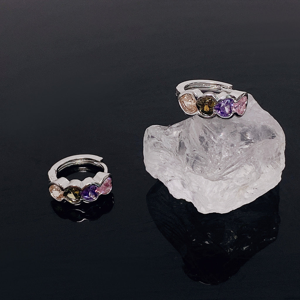 Color Serial Loving Heart Zircon Ear Clip Cn0073