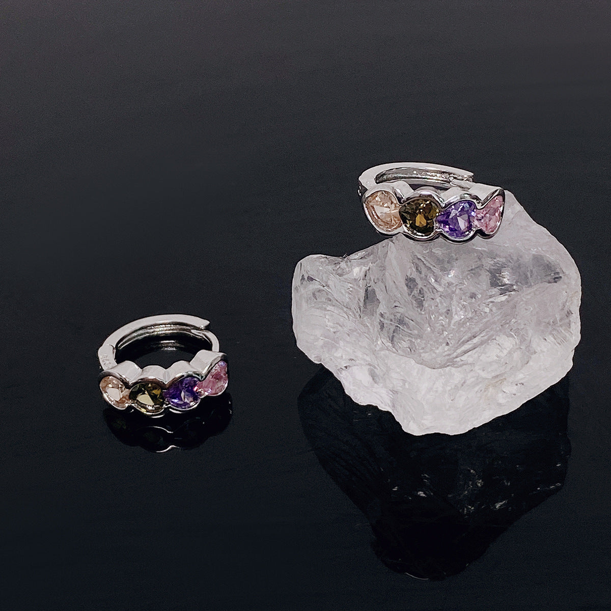 Color Serial Loving Heart Zircon Ear Clip Cn0073