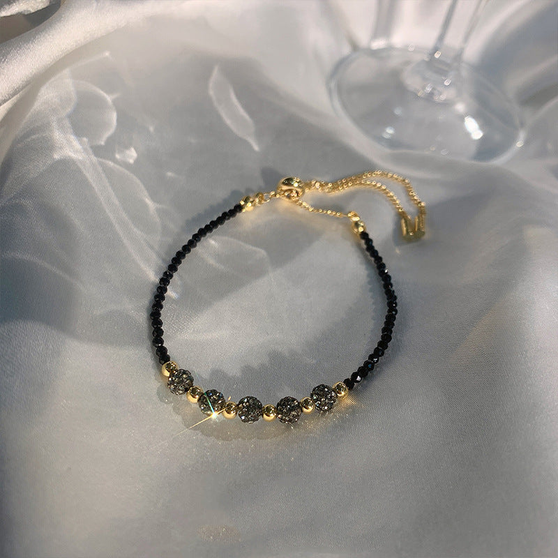 Black Spinel Short Chain Rhinestone Ball Necklace Female Clavicle Chain Choker Necklace