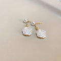 Silver Needle Flower Earrings Cn0020