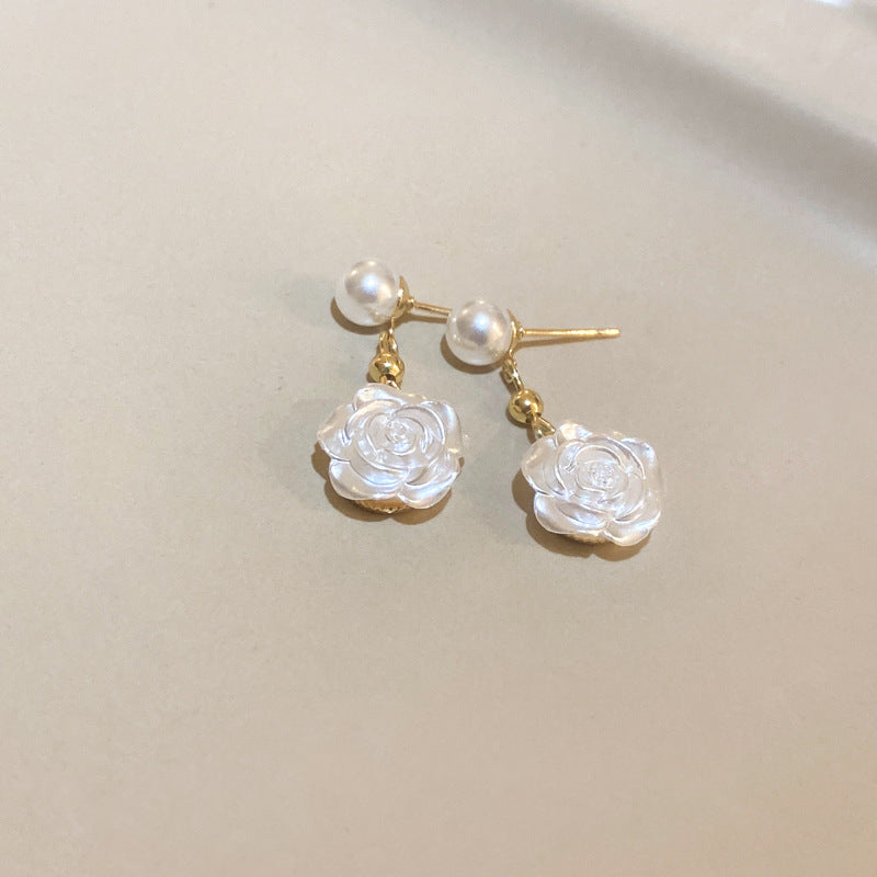 Silver Needle Flower Earrings Cn0020