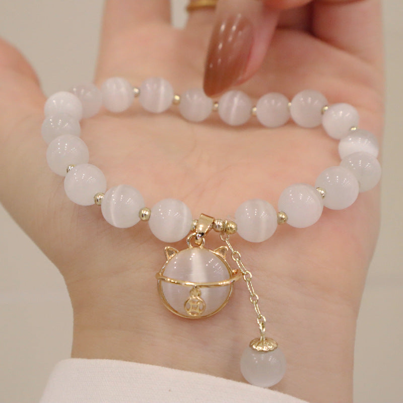 Opal Crystal lucky cat bracelet for women