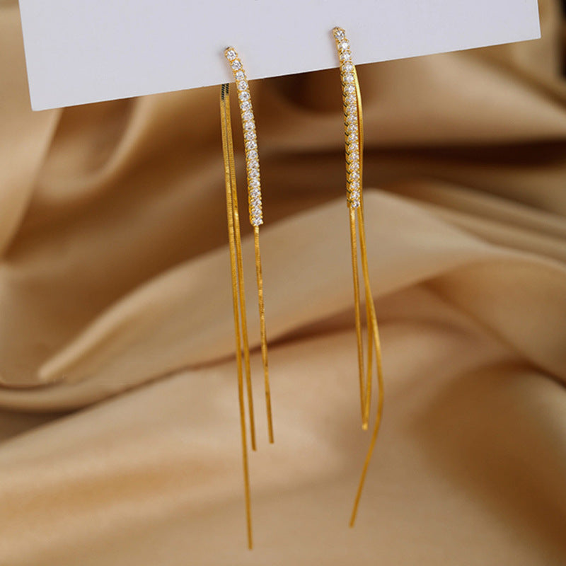 Shiny Diamond Tassel Hanging Earrings Cn0221