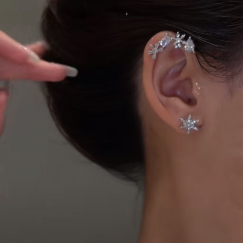 Snowflake Ear Hook Earrings for Women without Pierced Ears