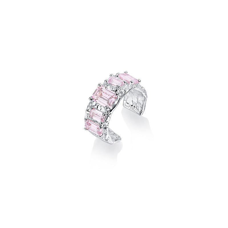 Pink Rhinestone Zircon Love Heart-Shaped Ring Cn0060