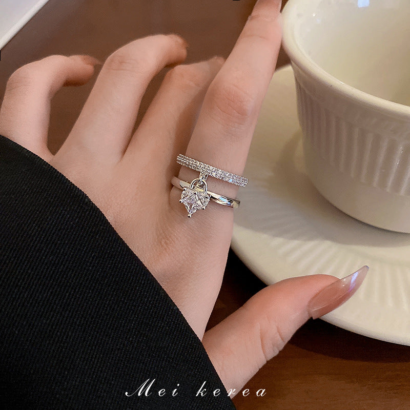 Heart-Shaped Zircon Dual Layer Open-End Ring