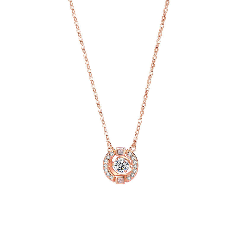 All-Match Smart Crystal Pendant round Geometric Crown Clavicle Chain