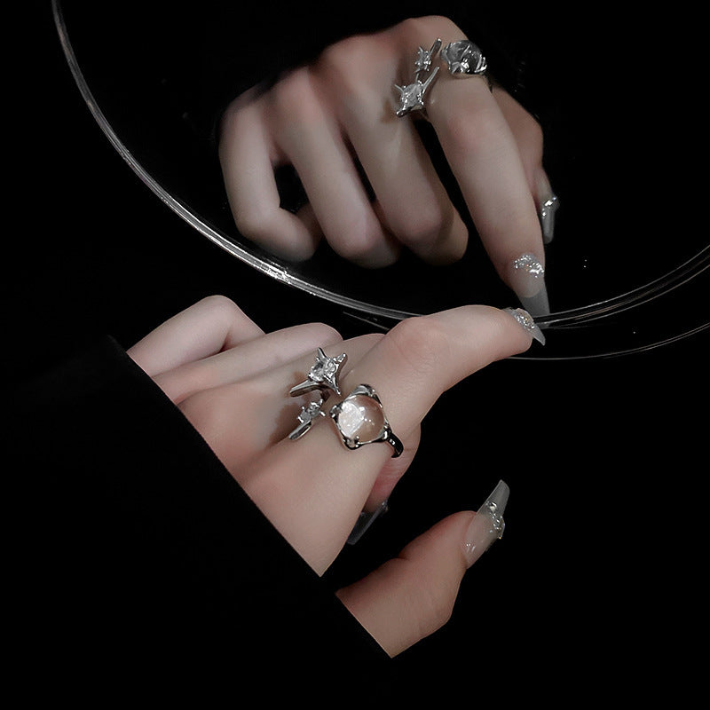 Heart-Shaped Zircon Geometric Open Ring Cn0046