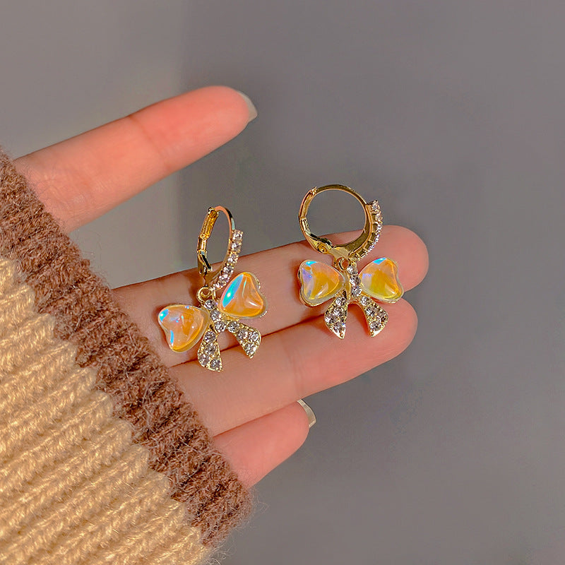 Colorful Bow Sweet Earrings Diamond Earrings