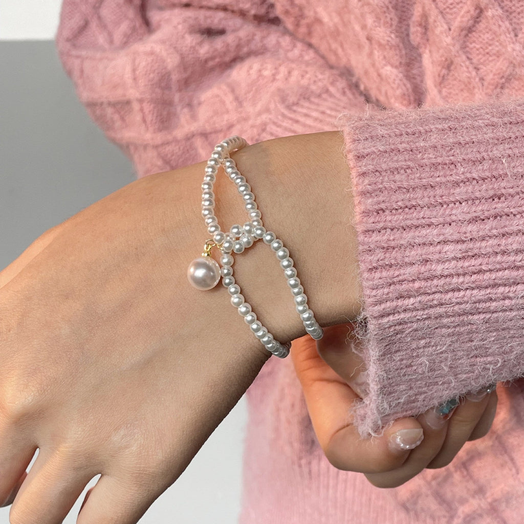 Gelang temperamental gaya malas Prancis, lapisan ganda kembar, desain minat khusus, cocok untuk wanita gelang temperamental lembut