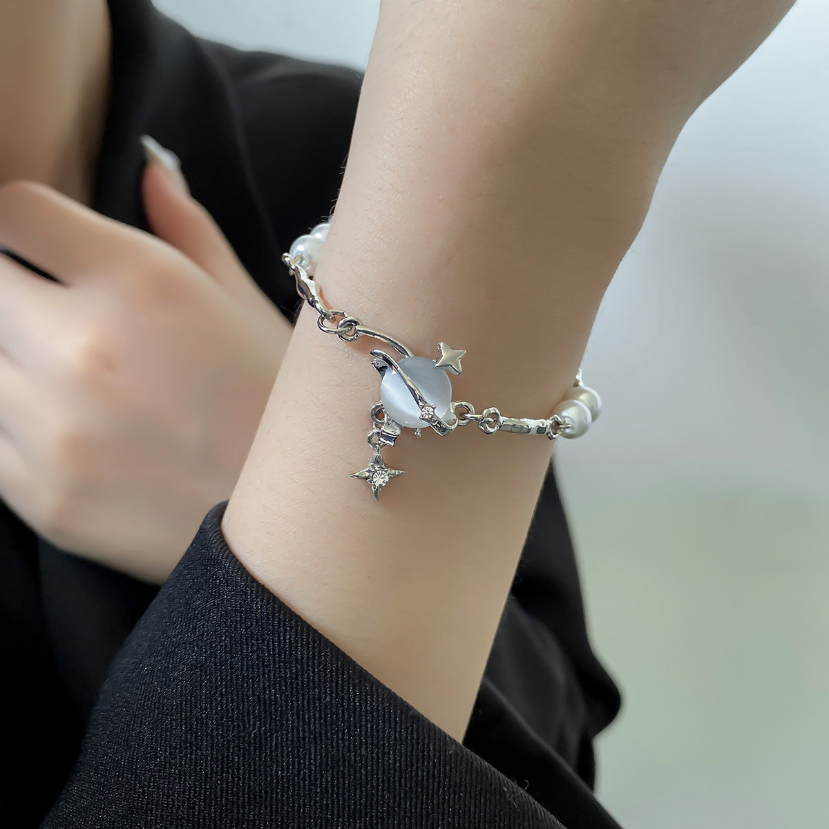 Beaded Stitching Semicircle Opal Bracelet Cn0078