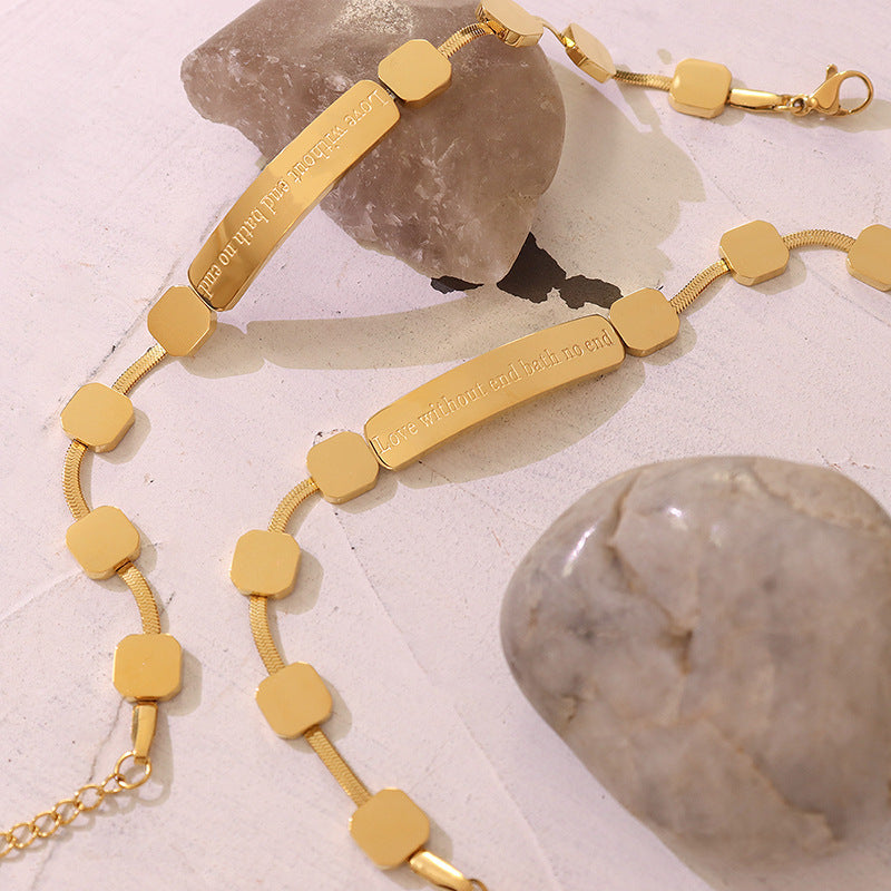 French Style High-Grade English Letter Lettering Titanium Steel Bracelet