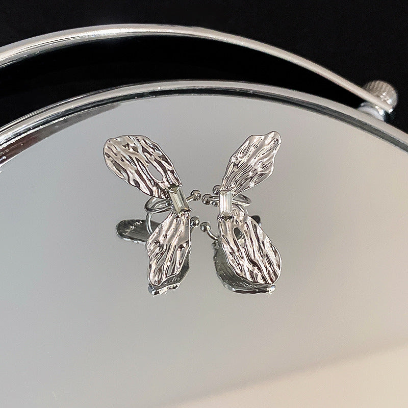 Pleated Diamond Butterfly Non-Piercing Ear Clip Cn0030