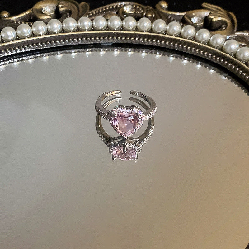 Heart-Shaped Zircon Geometric Open Ring Cn0046