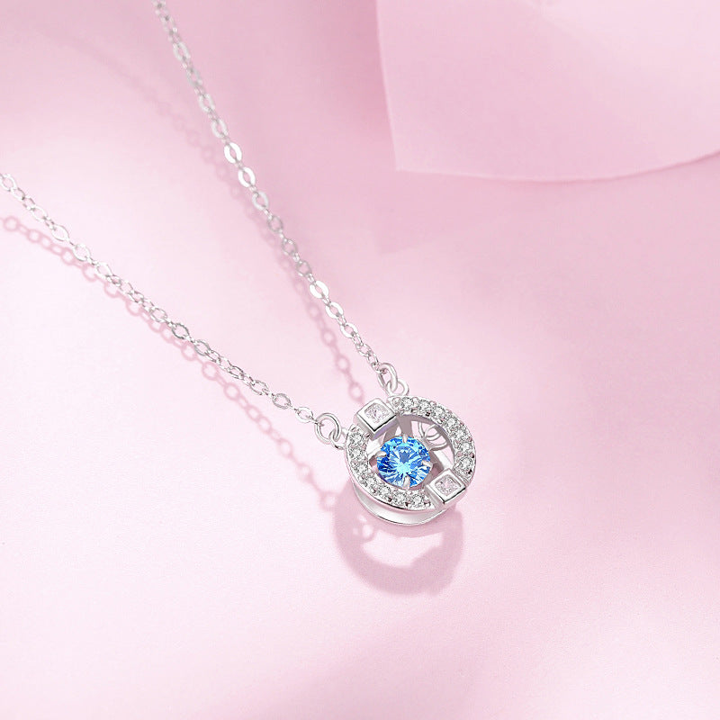 All-Match Smart Crystal Pendant round Geometric Crown Clavicle Chain