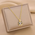 Opal Lesser Panda Pendant Titanium Steel Necklace