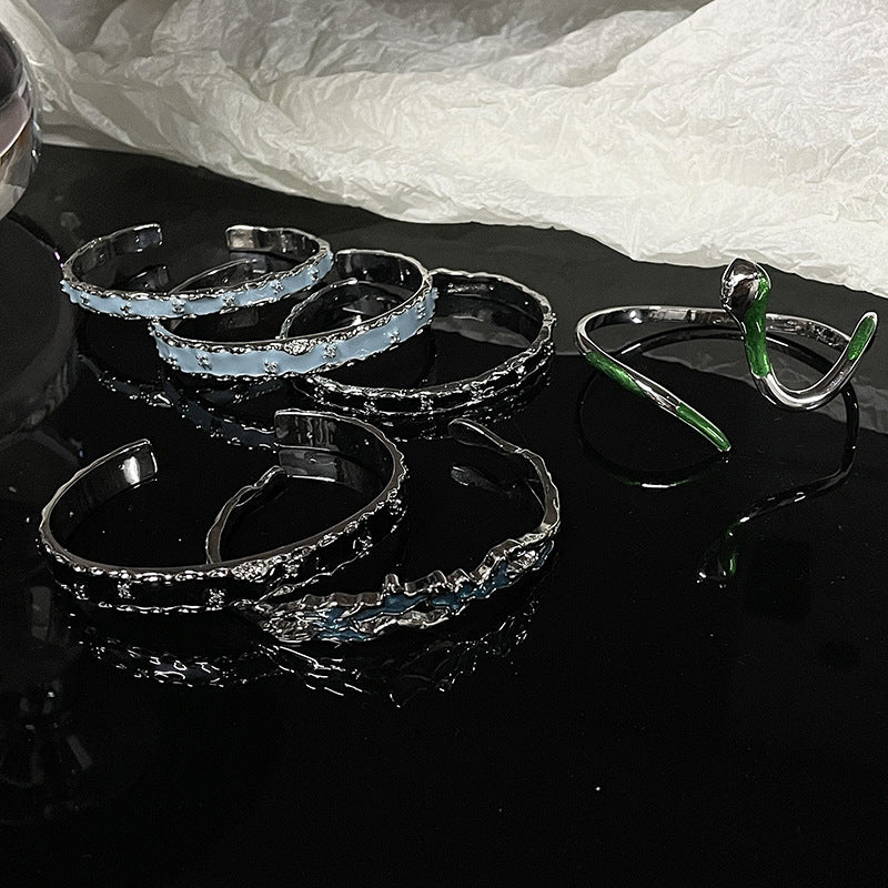 Enamel Snake Zircon Irregular Open-Ended Bracelet Cn0061