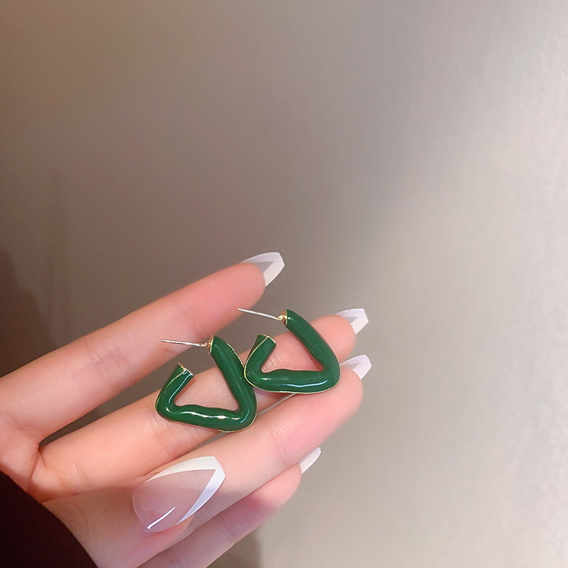 Vintage Green Heart Earrings Cn0044