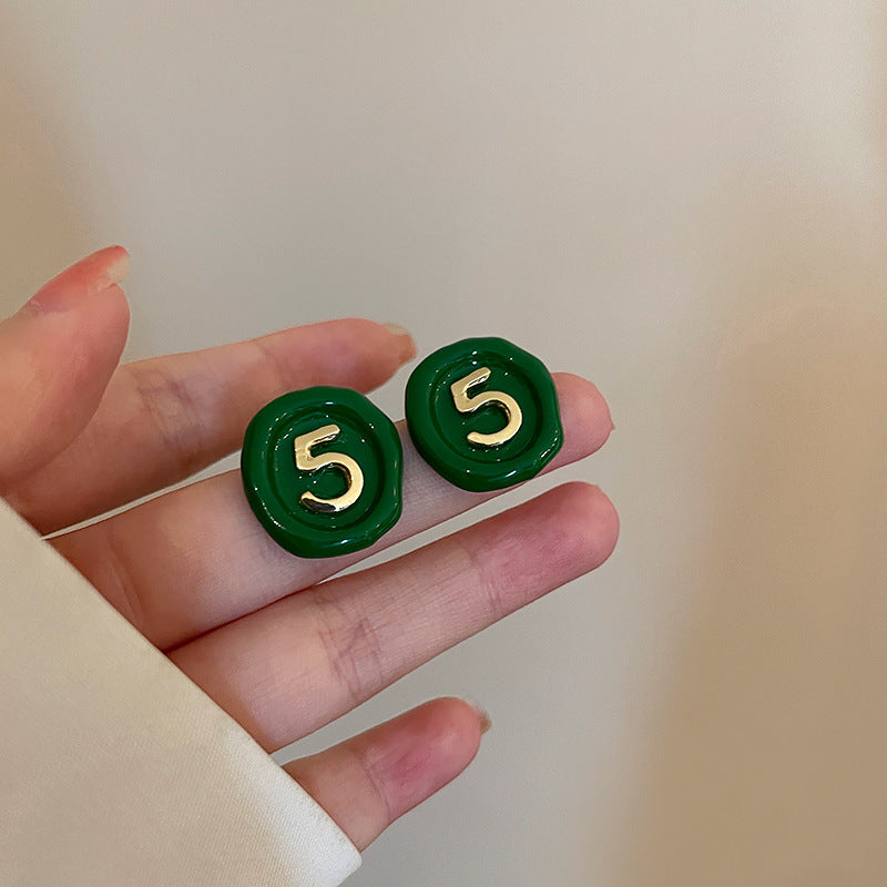 Vintage Green Heart Earrings Cn0044