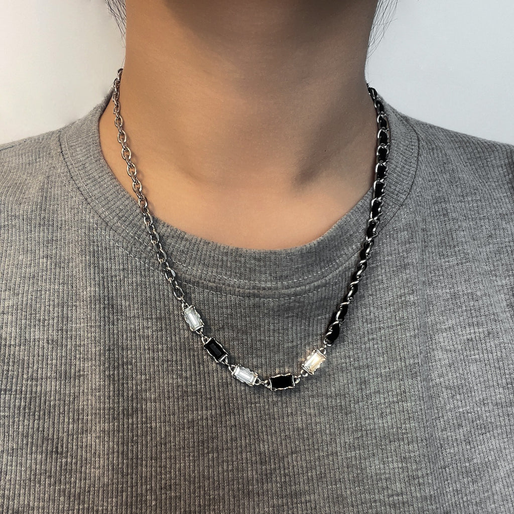 Titanium Steel Zircon Cross Necklace Cn0074