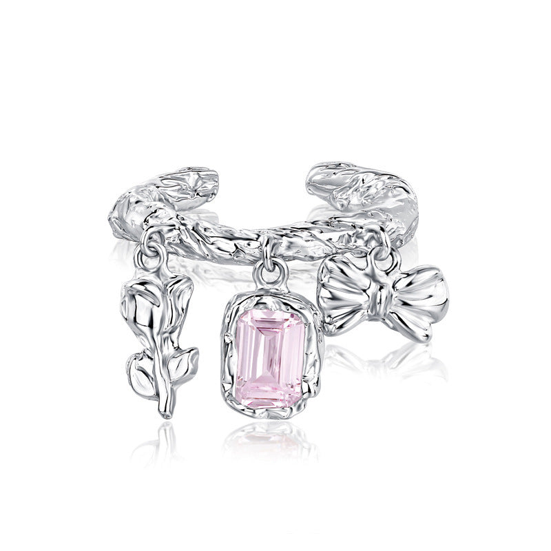 Pink Zircon Irregular Heart Ring Cn0059