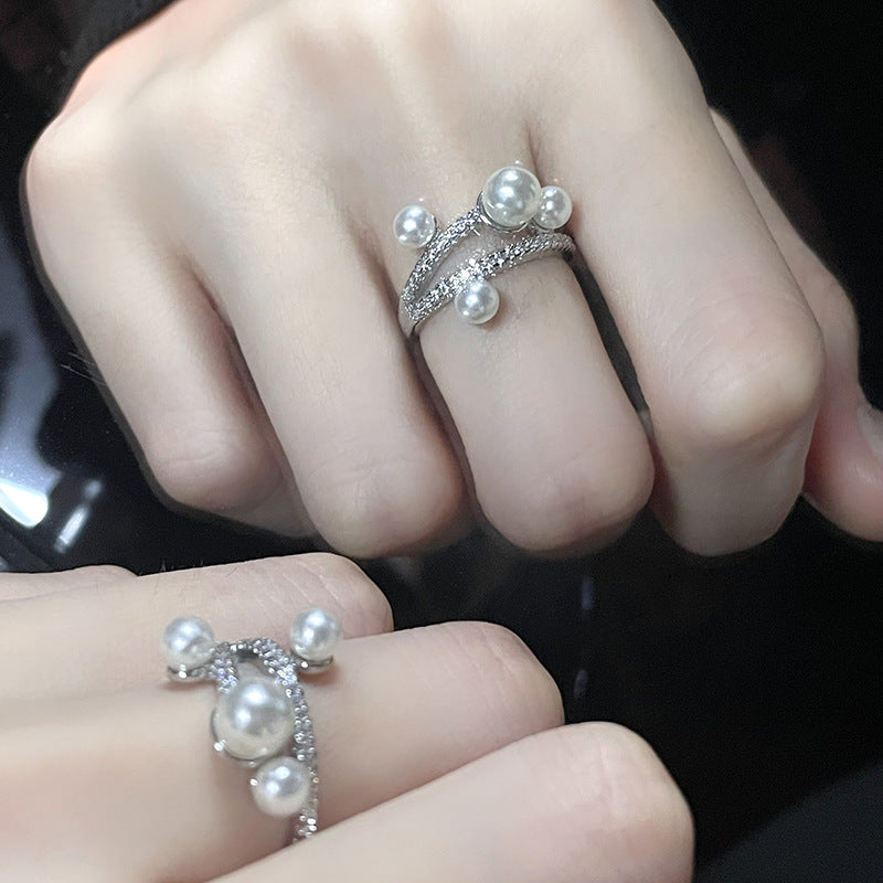 Geometric Diamond Open-End Zircon Ring CN0007