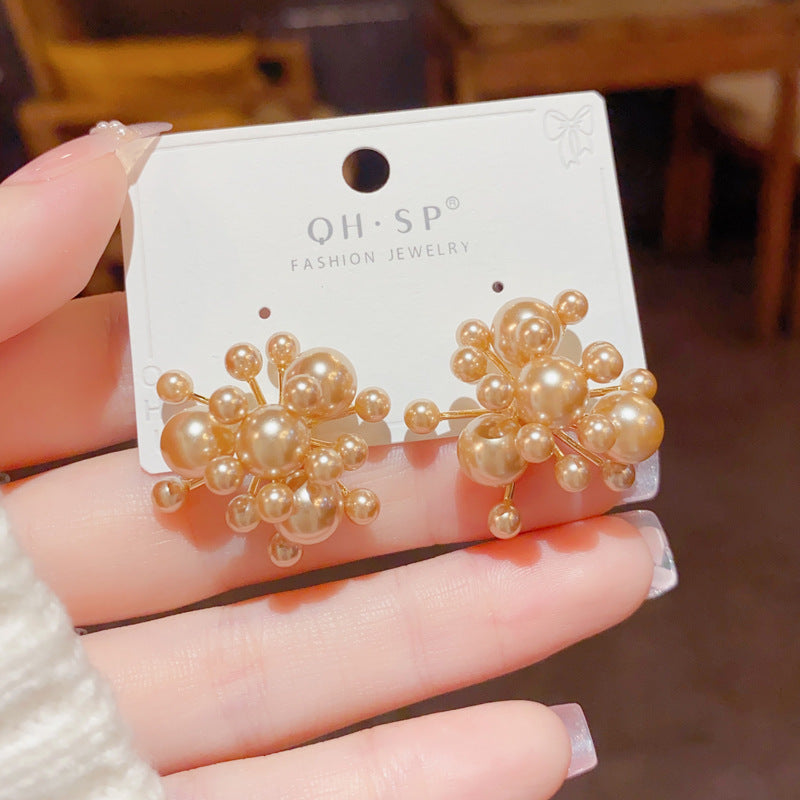 گوشواره میخی شامپاین آتش بازی سوزنی نقره استرلینگ