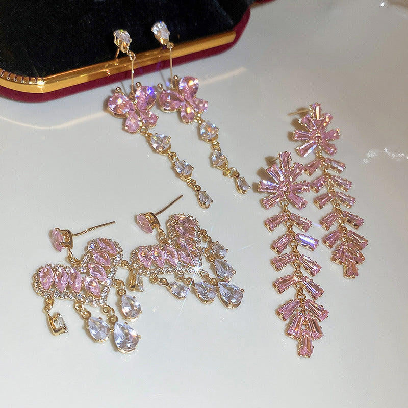 Zircon with Diamond Love Butterfly Tassel Earrings Cn0069